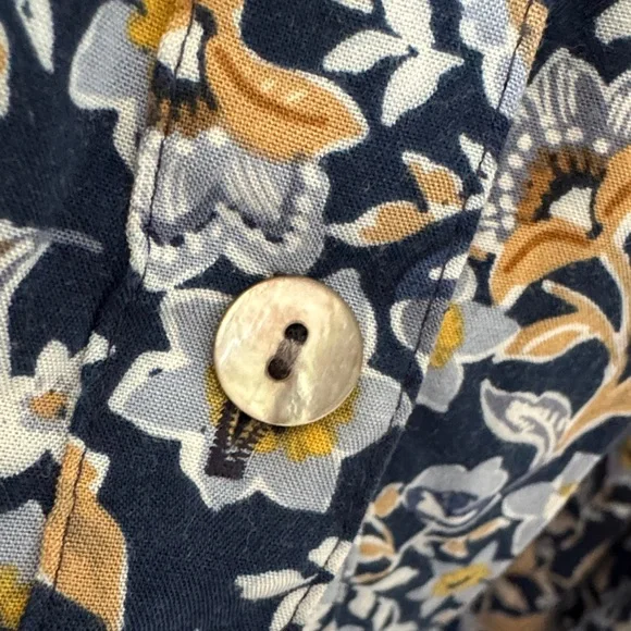 J Jill Floral Button Sleeveless Dress Navy Size X Small Petite - Picture 4 of 9